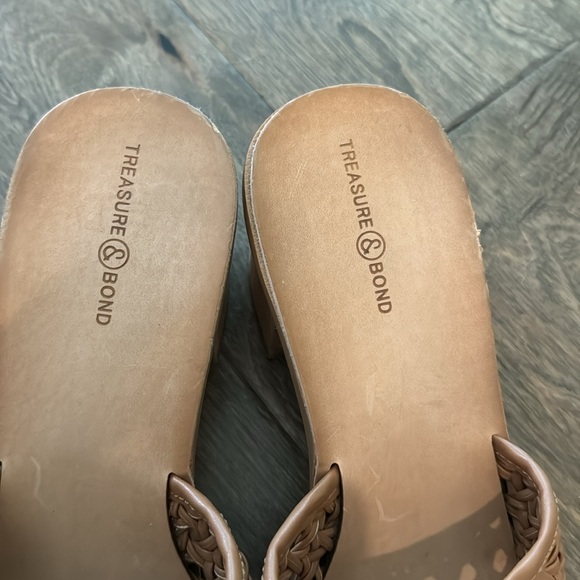 Treasure & Bond Caroline Brown Lattice Woven Slip On Sandals Heels Size 7.5 - Picture 3 of 8